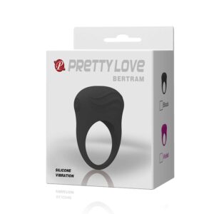 Anillo Vibrador Pretty Love en silicona elástica con cosquilleadores de placer. Vibraciones potentes, retrasa la eyaculación y estimula el clítoris. Fácil operación por botón.
