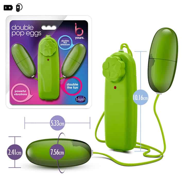 Bala vibrador doble con control remoto Verde. BLUSH