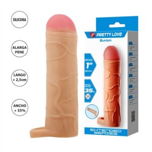 Funda para Pene Pretty Love en TPR con anillo testicular. 35% más textura, estimulación intensa y erecciones prolongadas. Suave, elástica y fácil de usar.